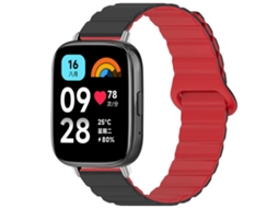 Bracelete para Redmi Watch 3 Active / Lite Silicone Magnético Brilhante Preto e Vermelho XIAOMOYU