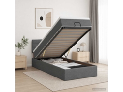Vidaxl Cama Ottoman Com Colchão E Led Cinzento-escuro 90 X 190 Cm