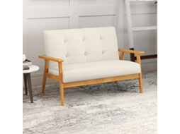 Sofá De 2 Lugares, 115 Cm, Estilo Escandinavo Com Encosto Capitonê, Assento E Braços Acolchoados, Bege
