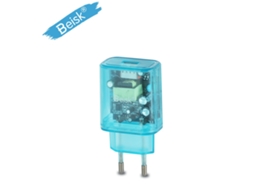 Beisk Transparente Shell Eu Plug Carregador Rápido, Azul / 1piece, Adaptador De Alimentação Portátil De Porta Usb Única