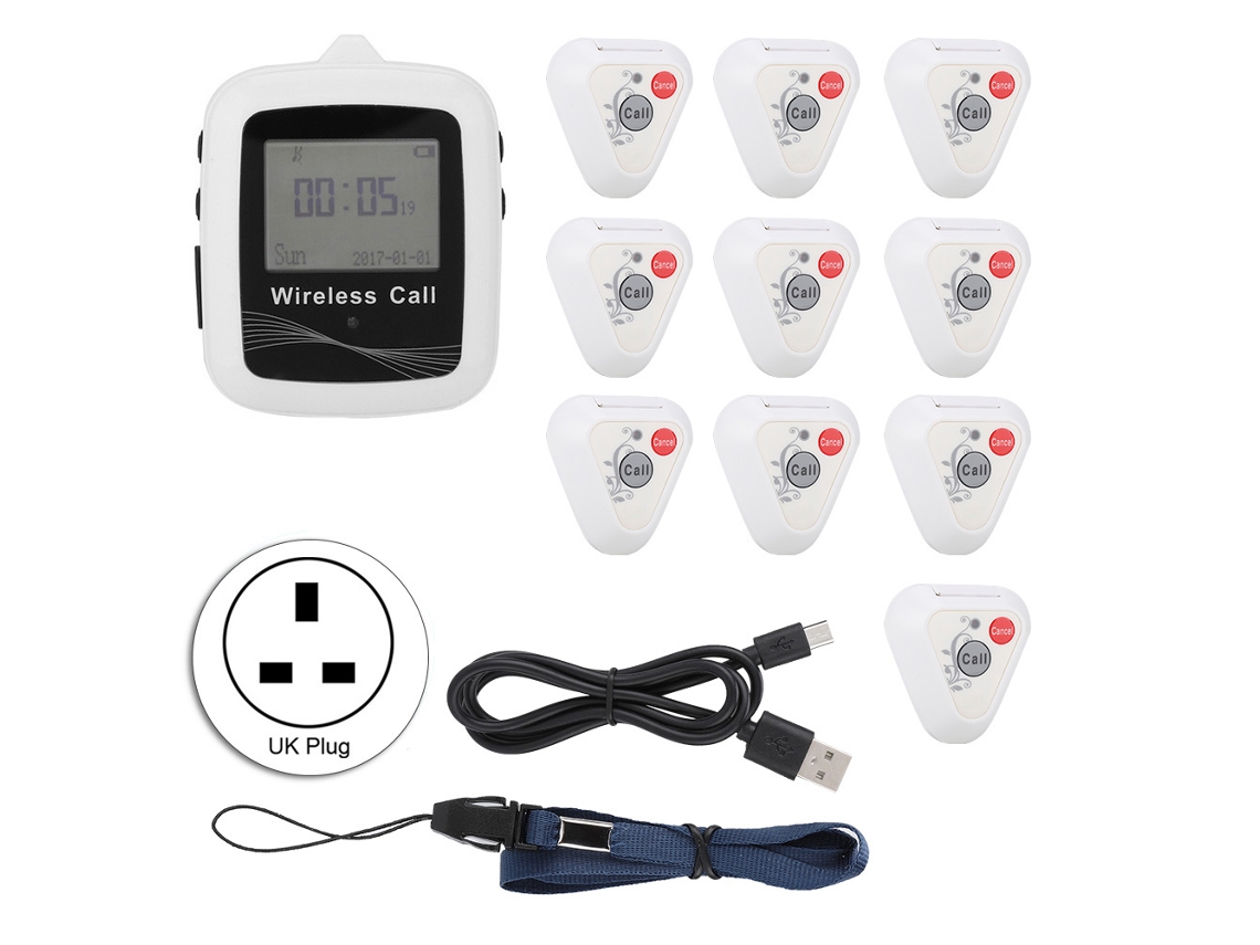 Sistema De Pager Para Restaurante Com 10 Transmissores E Receptor De Pulso Móvel Sem Fio Ctw07 + Ctt32