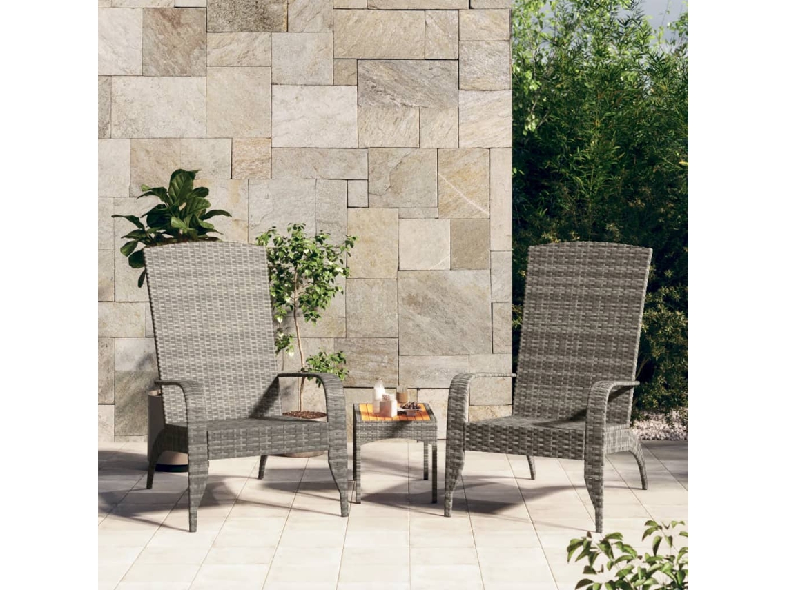 Cadeira De Jardim Adirondack Vime Pe Cinzento Dkd Home Decor