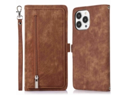 Capa Pega Inch Para Iphone 13 Pro Pele Sintética Com Porta-cartões Castanho
