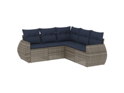 Conjunto de Sofá de Jardim, 5 Peças, Almofadas, Rattan Cinza MAISON EXCLUSIVE