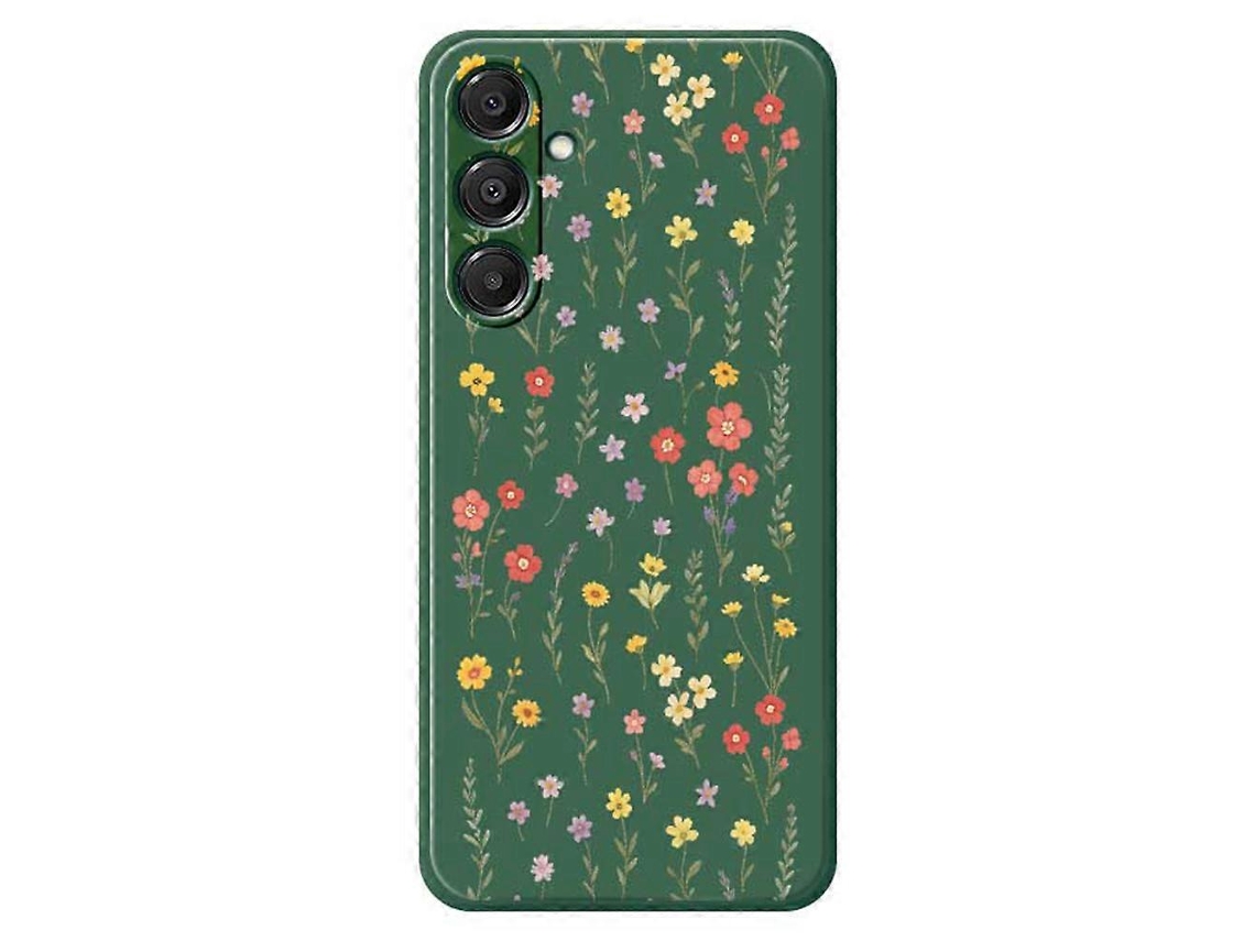 Capa Traseira De Tpu Com Estampa De Flores E Grama Para Samsung Galaxy A16 5g 4g, Verde