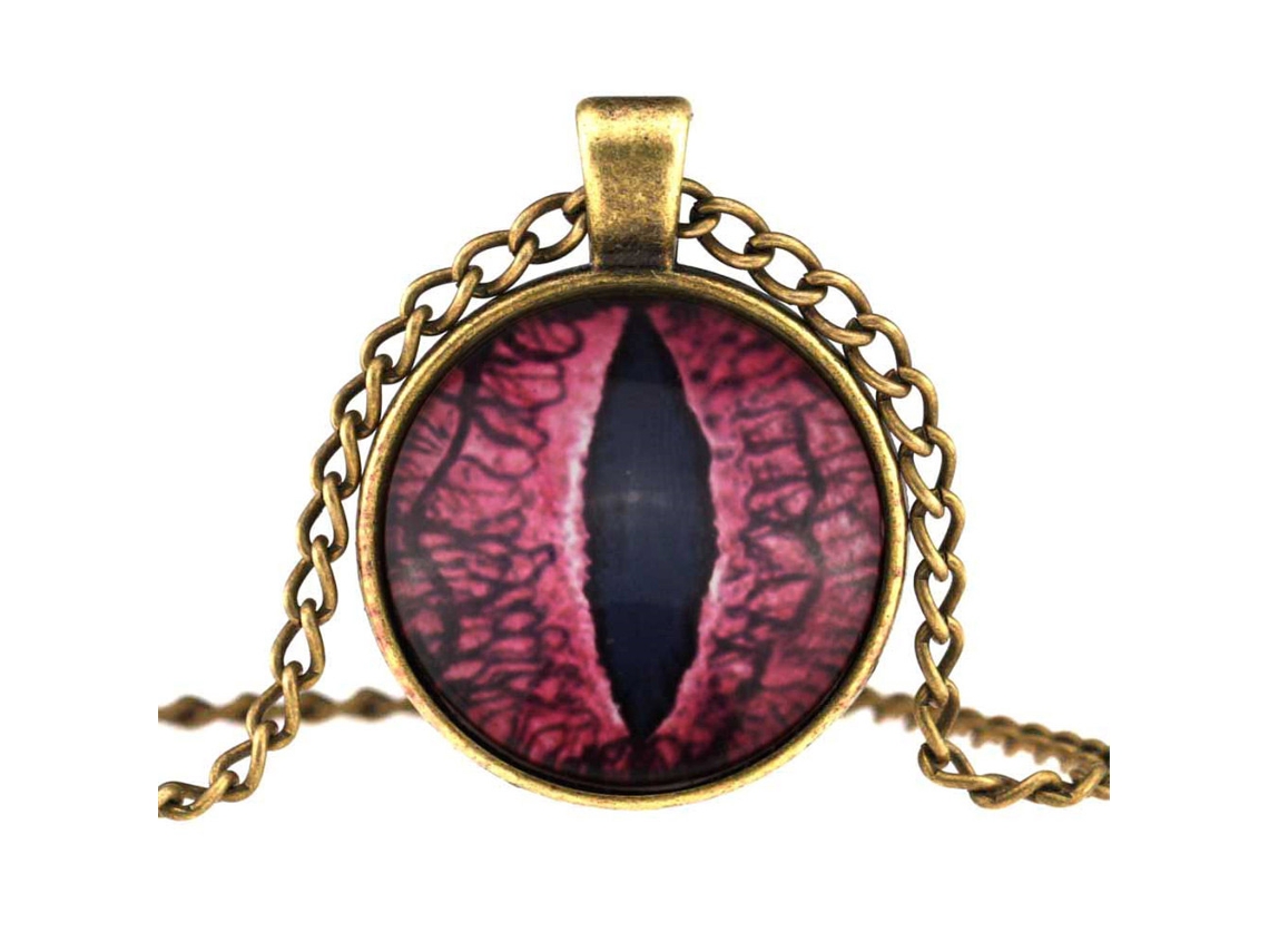 Colar Feminino Retro De Vidro E Metal Com Padrão De Olhos Delicado