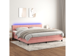 Vidaxl Cama Box Spring C/ Colchão/led 200x200 Cm Veludo Rosa