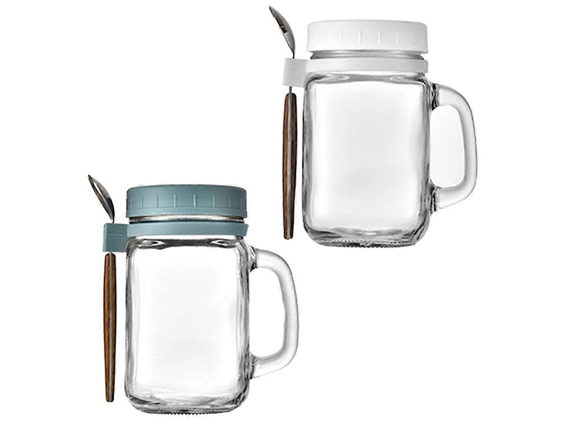 Conjunto De 2 Recipientes Para Aveia Overnight, Ideais Para Cereais Matinais, Viagens E Uso Diário. Cor Branca, À Prova De Vazamentos.