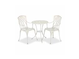 Conjunto De Móveis De Jardim Relaxdays, 3 Peças, Mesa E 2 Cadeiras, Alumínio Fundido, Vintage, Branco/bronze
