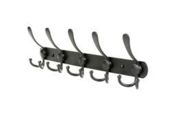 Cabide de Parede Preto 5 Ganchos Triplos 40 Cm Gancho de Parede em Aço Inoxidável para Entrada, Quarto, Banheiro e Guarda roupa BRILVIBERA