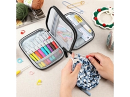 Bolsa Para Guardar Agulhas De Crochê Com Zíper E Bolsos Lona Diversos Tipos Agulhas, Kit Ferramentas Aquaforge (cinza)