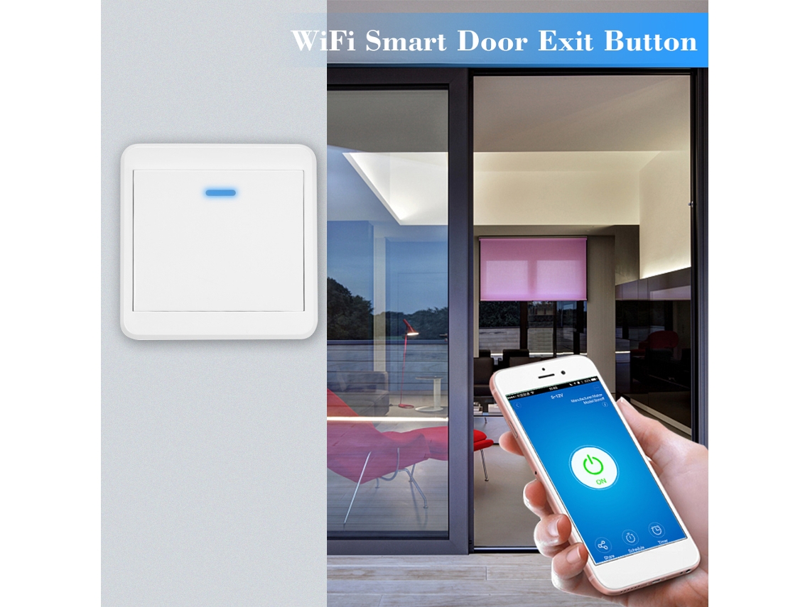 Interruptor de controle de acesso Wi-Fi Ewelink, com ampla adaptação de tensão DC7-32V e design que dispensa instalação de rede sem fio.