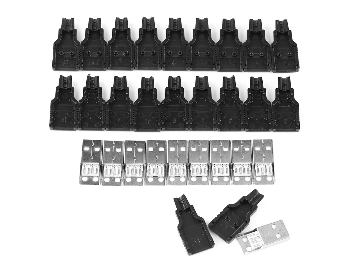 10pcs Plug Conector Usb Tipo a Macho 4 Pino com Capa de Plástico Preta