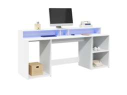 Vidaxl Secretária C/ Luzes Led 160x55x91cm Derivados De Madeira Branco