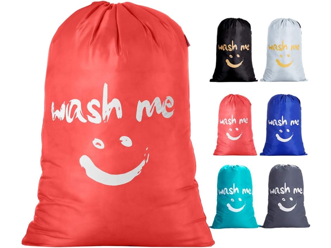 Saco de Roupa Suja Extra Grande 100l, Laranja, Dobrável, com Fecho de Cordão e Cadarço, em Nylon BRILVIBERA