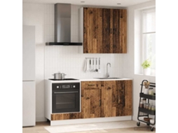Vidaxl Unidade De Cozinha Lucca 5 Pcs Madeira Antiga