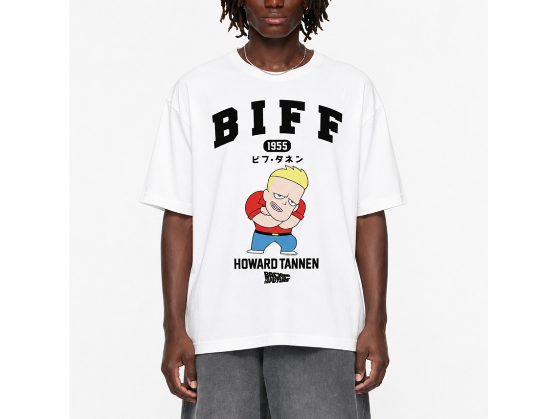Rockinstone Back To The Future Movie Biff Howard Tannon Cartoon White Adult T-shirt Size:m