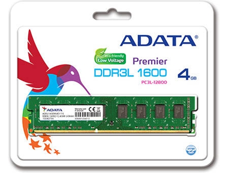 Memória RAM DDR3 ADATA ADDU1600W4G11-R (1 x 4 GB - 1600 MHz - CL 11 - Verde) — 4 GB | 1600 MHz | DDR3