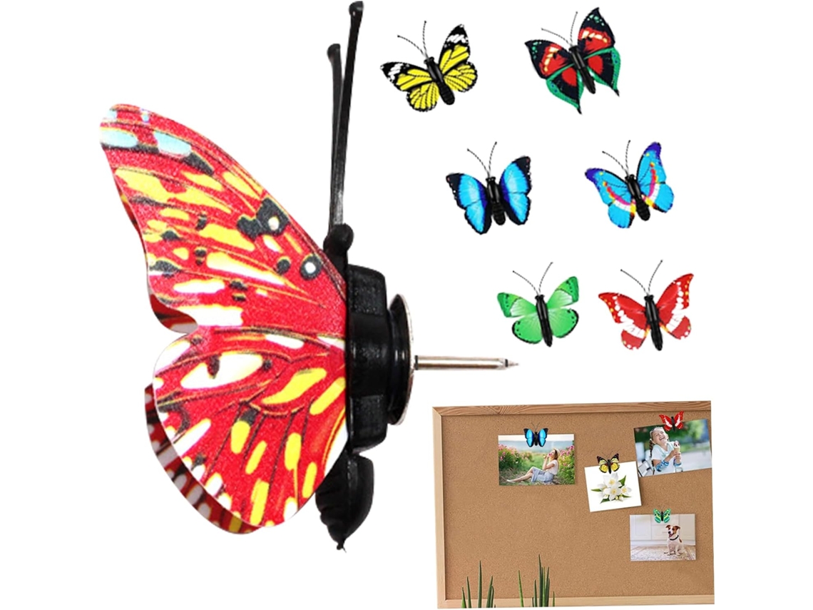 Tachinhas Decorativas Em Formato Borboleta, 30 Unidades, Com Base Cortiça, Para Decorar Murais, Paredes E Fotos
