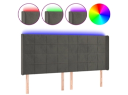 Led Headboard, Led Headboards Vidaxl Cinzeto Veludo (183 X 16 X 118/128 Cm)