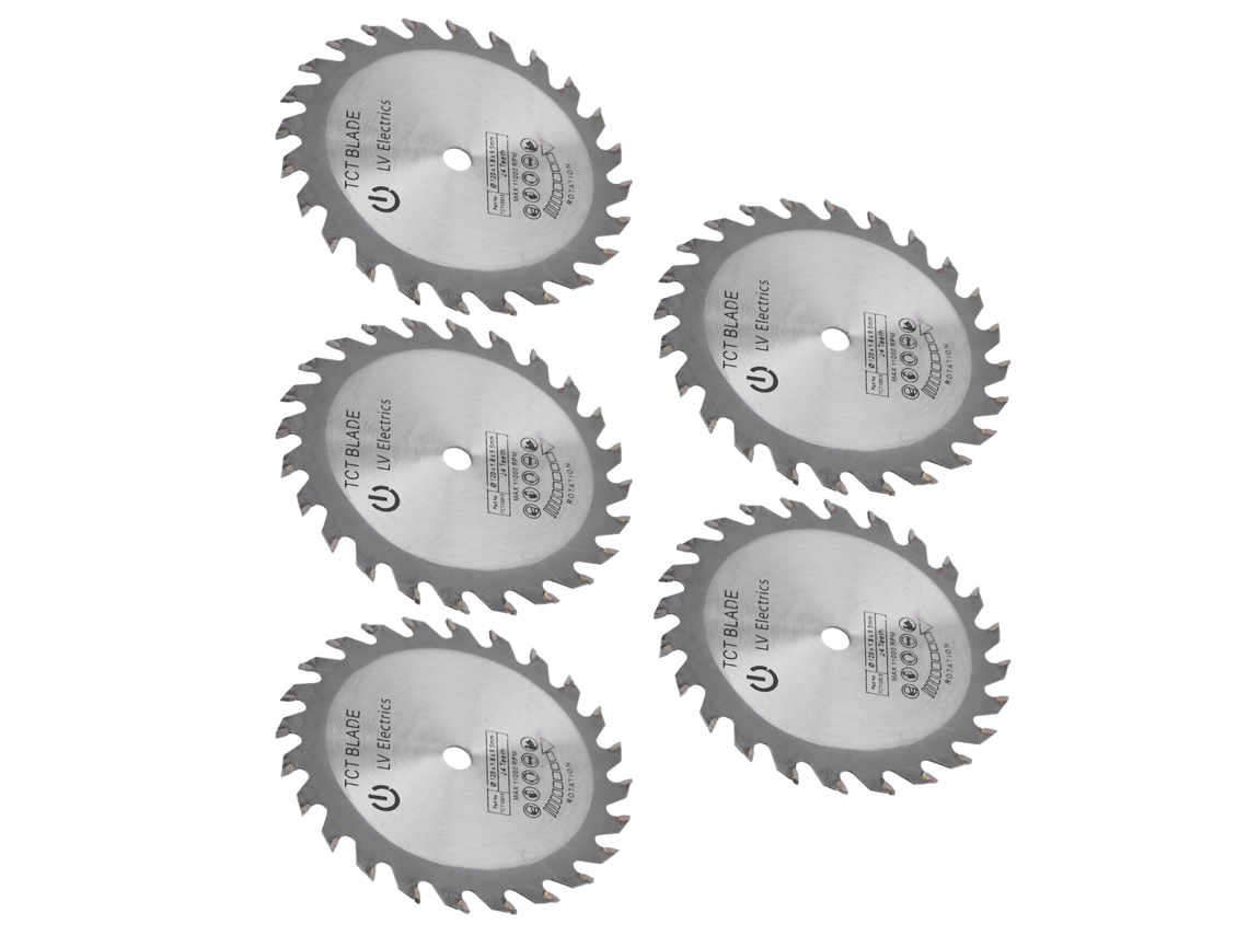 Conjunto de 5 lâminas de serra circular Hard Liga de 4,7 polegadas com 24 dentes para trabalhos universais em madeira.
