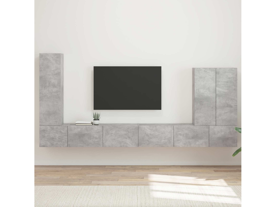 Vidaxl Conjunto De Gabinete De Parede Para Tv 6 Unid. Cinzento