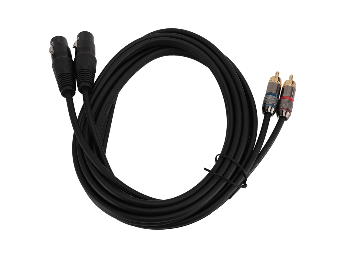Cabo Mali duplo macho para duas fêmeas XLR, cobre, PVC, 3 metros, para amplificador e mixer | S/MARCA