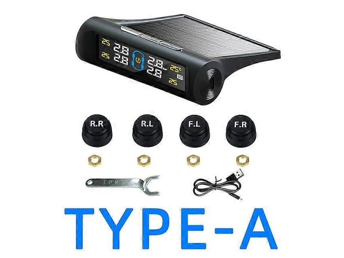 Sistema De Monitoramento De Pressão Dos Pneus Tpms Com 4 Sensores, Alarme E Visor Inteligente, Alimentado Por Energia Solar, Para Carros, Suvs E
