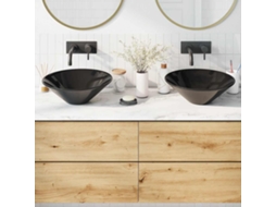 Vidaxl Lavatórios 2 Pcs Ø42x14 Cm Cerâmica Preto Brilhante