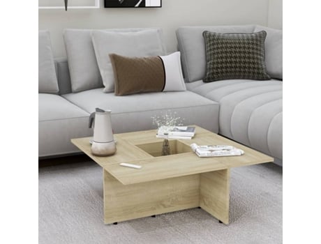 VIDAXL - Mesa de centro 79,5x79,5x30 cm contraplacado carvalho sonoma Mesa de centro 79,5x79,5x30 cm contraplacado carvalho sonoma