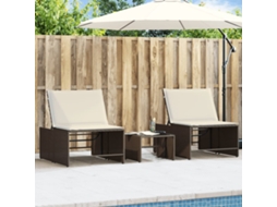 Vidaxl Espreguiçadeiras Modulares Com Mesa 2 Pcs Vime Pe Castanho