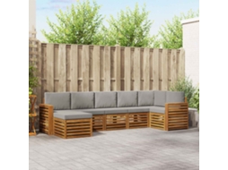 Vidaxl Conjunto De Sofás Para Exterior 7 Unid. Cinza Natural E Claro