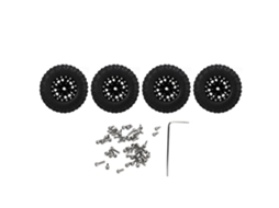 Conjunto De 4 Pneus E Rodas Rc Com Pneus De Borracha E Aros De Liga Leve Para Carro Rc Axial Scx24 1/24