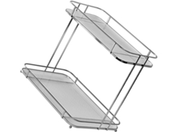 Organizador De Mesa Fomiyes Para Artigos Higiene Pessoal, Com 2 Níveis, Em Acrílico E Ferro Prateado, Ideal Para O