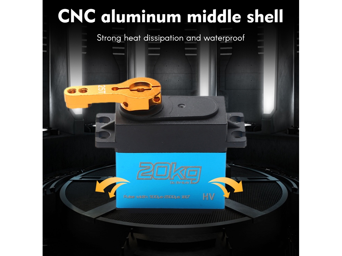 Mali servo Digital de Metal 20kg Impermeável para Carros Rc Barcos Robôs 1/8 1/10 1/12 com Braço 25t