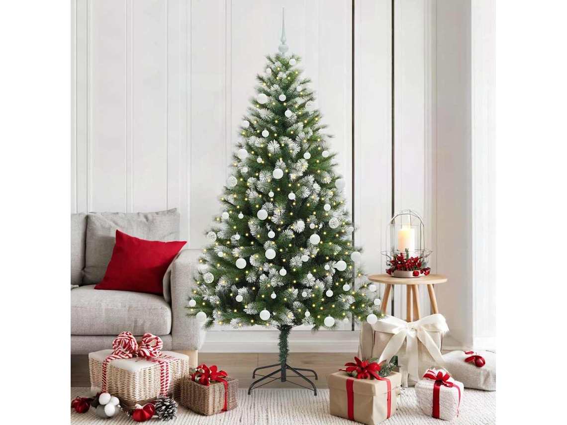 Vidaxl Árvore De Natal Artificial Com Dobradiças E Neve Coberta 180 Cm
