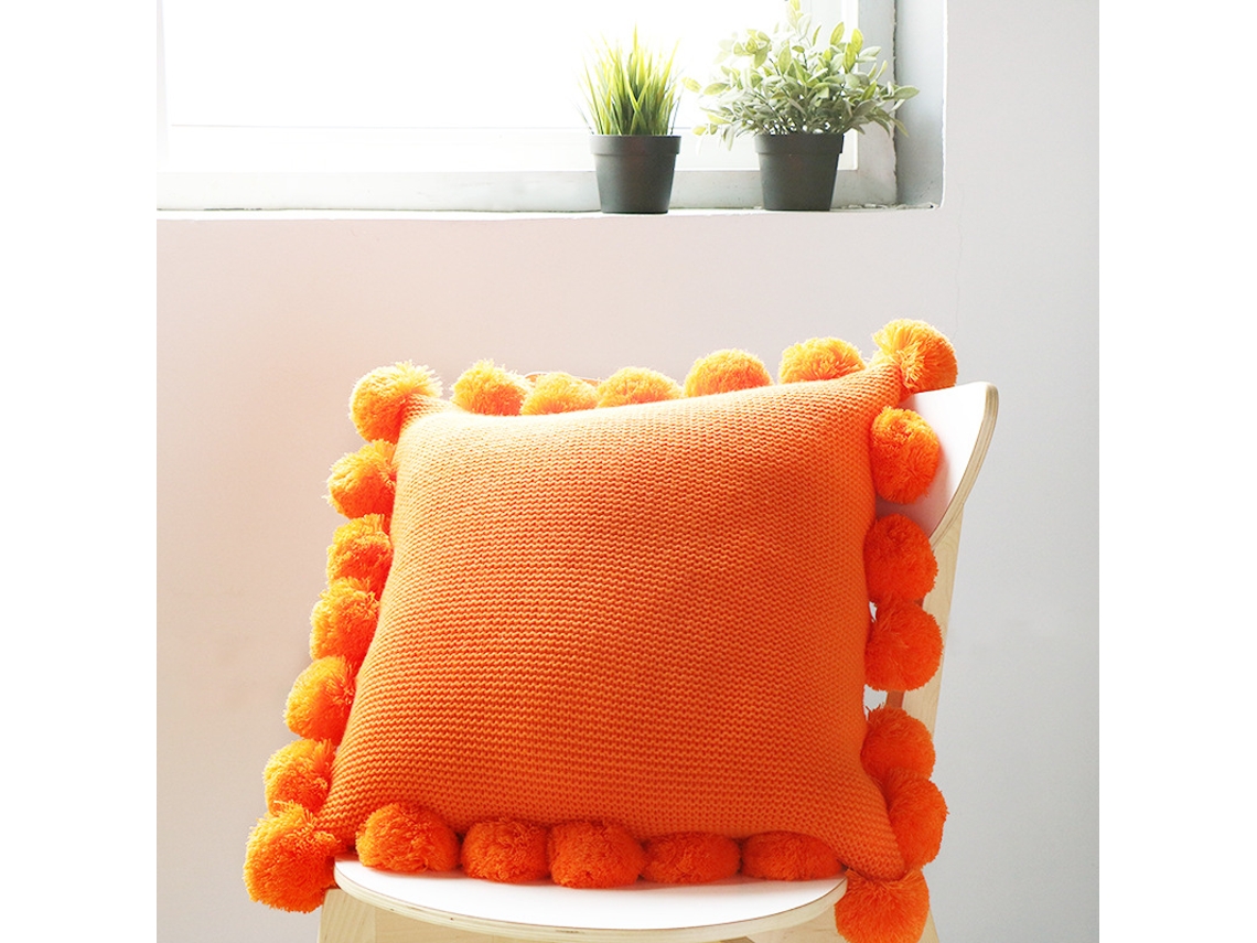 Capa De Almofada, Almofada Decorativa Com Borlas De Pompom, 18 X 18