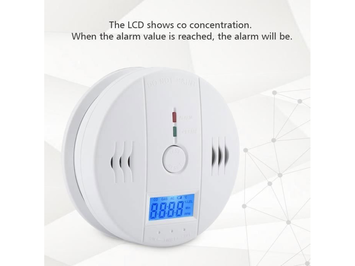 Detector De Monóxido De Carbono, Ab074, Alimentação Com Fio, Visor Lcd, 85 Db