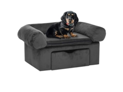 Vidaxl Sofá Com Gaveta 75x50x38 Cm Pelúcia Cinzento-escuro