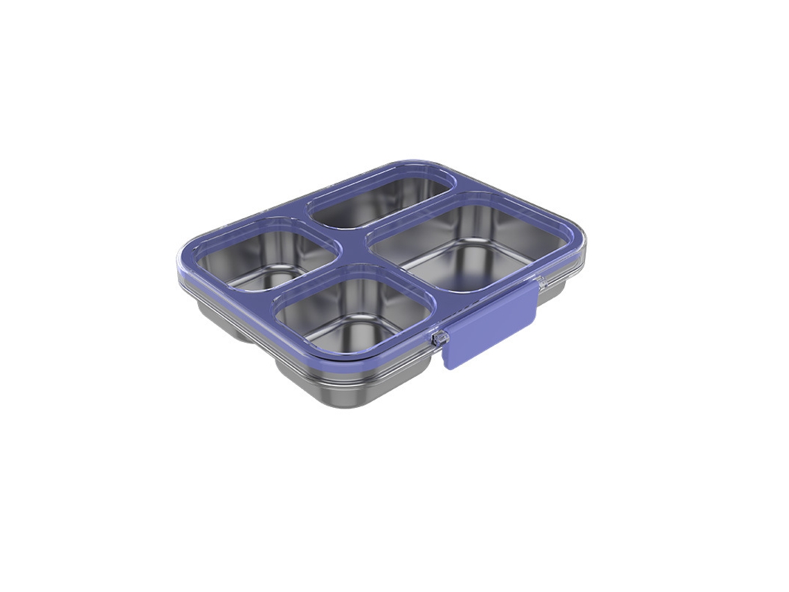 Marmita Bento Box Em Aço Inoxidável 304 Com 3 Compartimentos – (222 X 173 X 46 Mm, Capacidade De 1000 Ml)