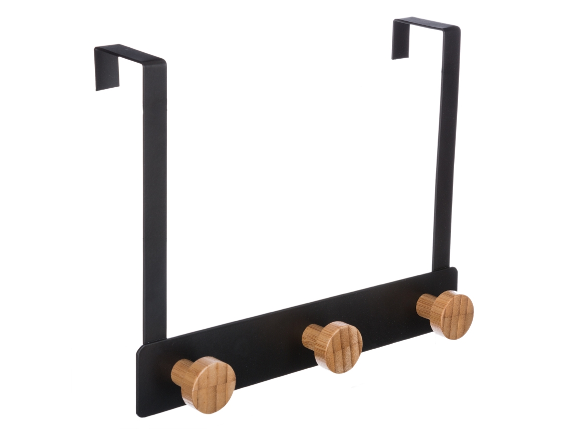 Cabide de 3 cabeças em bambu e metal preto 5 FIVE SIMPLY SMART