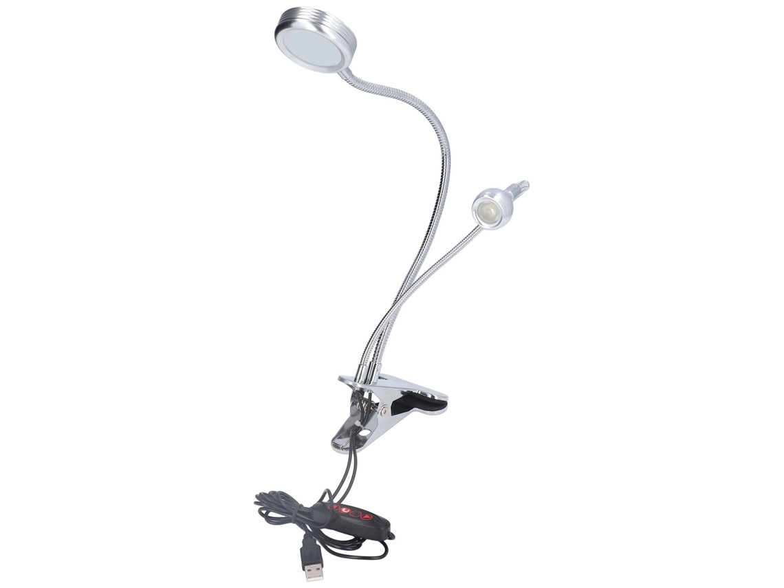2026 lâmpada de Escritório com Clip 10 Níveis Ajustáveis Led de Duas Cabeças com Pescoço de Cisne para Dormitório Leitura