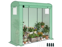Gewächshaus With Netzfenstern Aufrollbarer Door. Foliengewächshaus From Steel 200 X 75 X 188 Cm Green