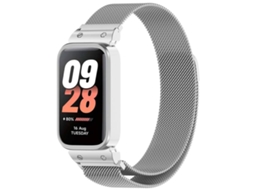 Bracelete Para Redmi Band 2 / Xiaomi Smart Band 8 - Milan Magnética - Moldura Integrada Prata