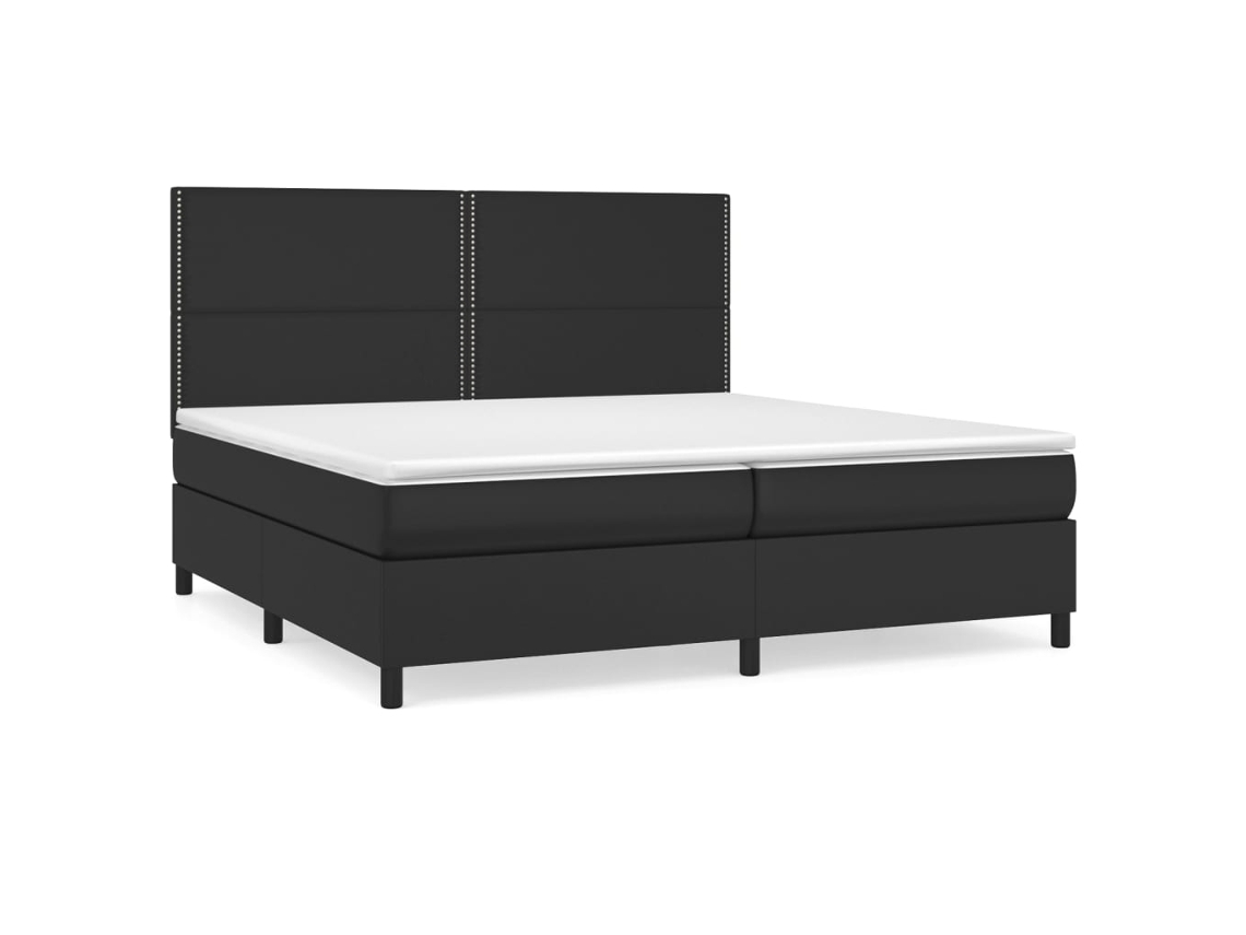 Cama com Molas Couro Artificial Preto MAISON EXCLUSIVE 200x200 cm