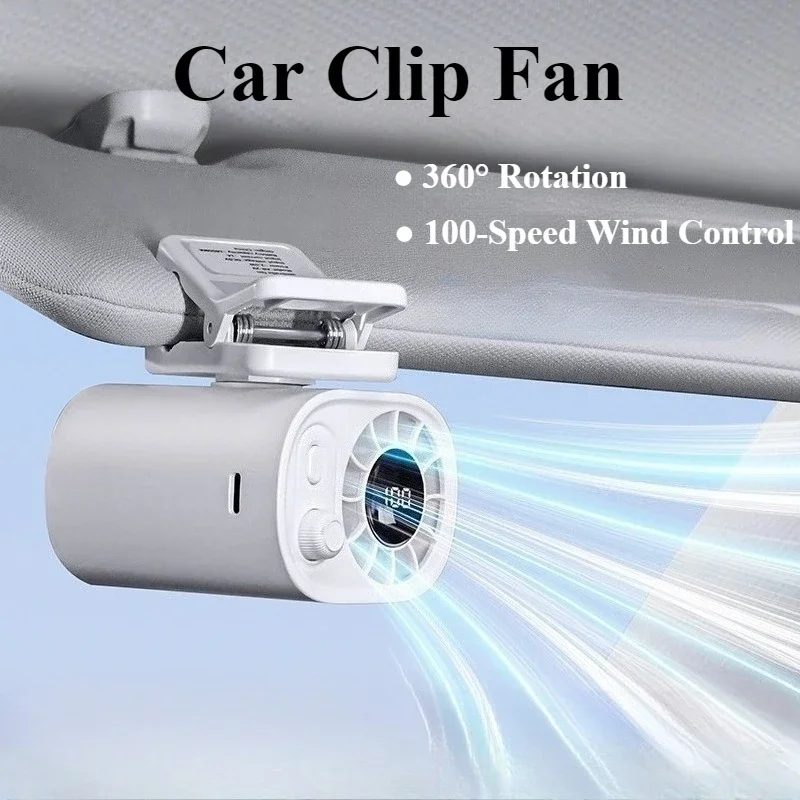 Ventilador de encaixe MDUG, carro, 360°, 100 velocidades