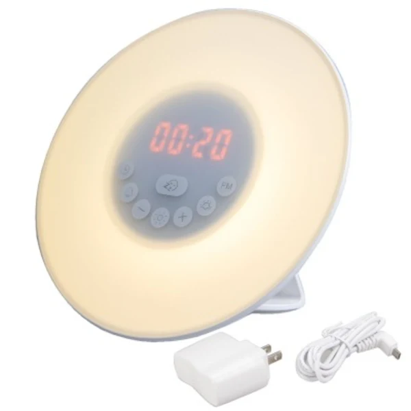 Wake Up Light: Acorde mais descansado e menos estressado. Simulação do nascer do sol. 2 sons de alarme naturais. Com 10 níveis de brilho.