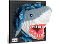 Conjunto Mini Blocos 3d em Formato Tubarão com 2166 Peças, Decoração Exclusiva para Parede e Mesa, Presente Criativo para Crianças e Jovens.
