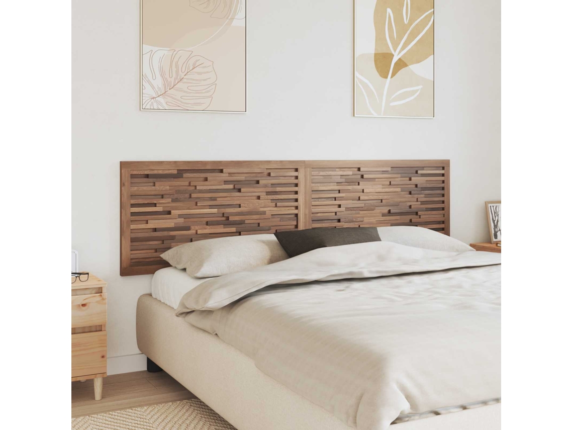 Vidaxl Cabeceira De Cama Natural Madeira De Teca Sólida