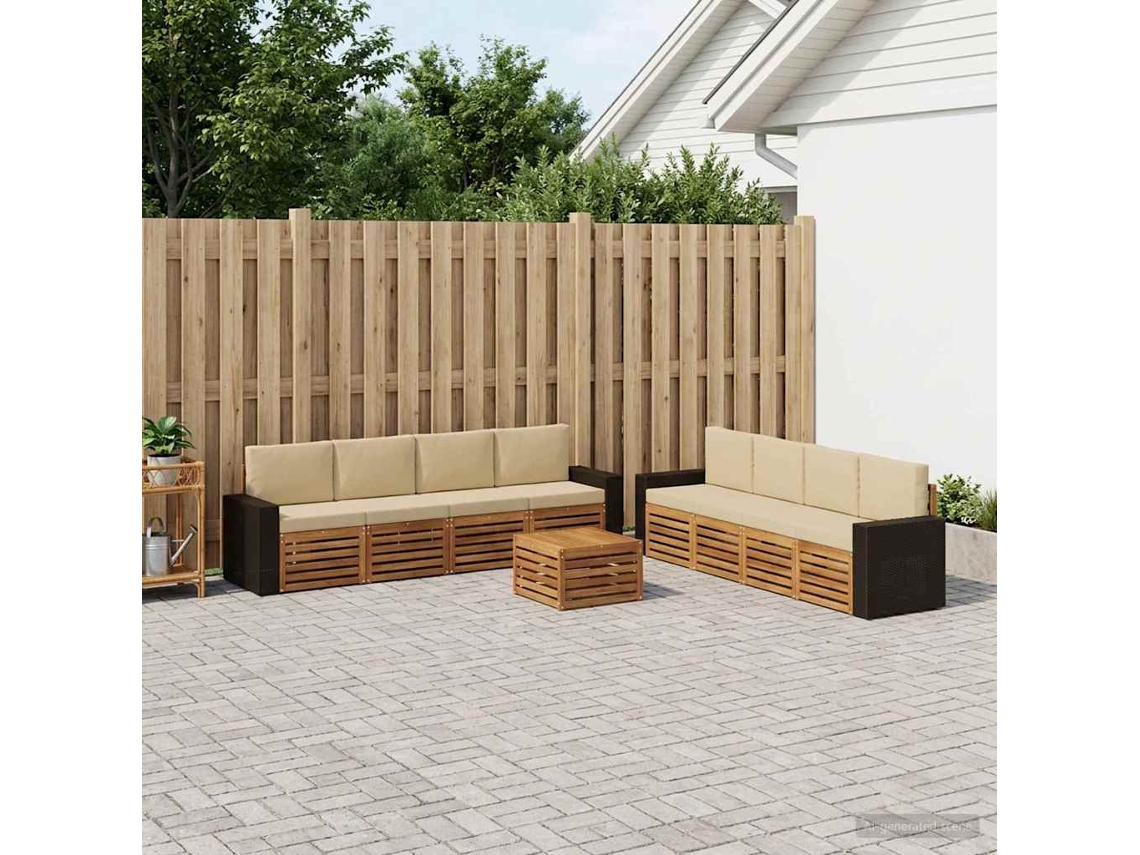 Vidaxl Conjunto De Sofás Para Exterior 9 Unid. Natural E Bege